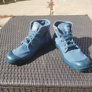 Palladium blue canvas lace ups